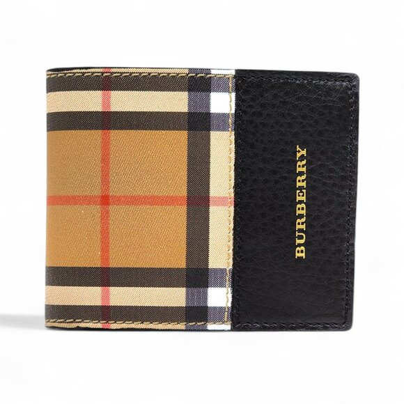 Burberry Tartan Check Bi-Fold Wallet - Beige/Black - Picture 1 of 6